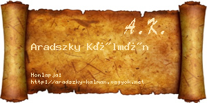 Aradszky Kálmán névjegykártya