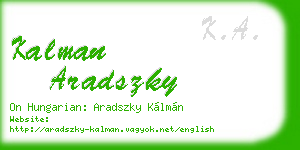 kalman aradszky business card